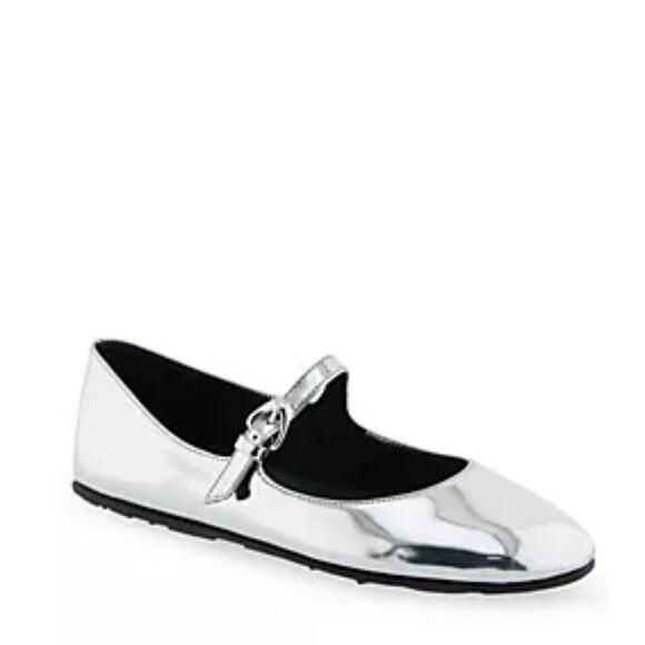 Aerosoles 'Perry' Women's 7.5 Silver Mirror Mary Jane Ballet Flat Excellent - Picture 2 of 9